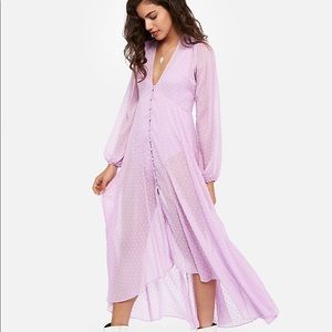 ROCKY BARNES SWISS DOT SHEER BUTTON FRONT KIMONO